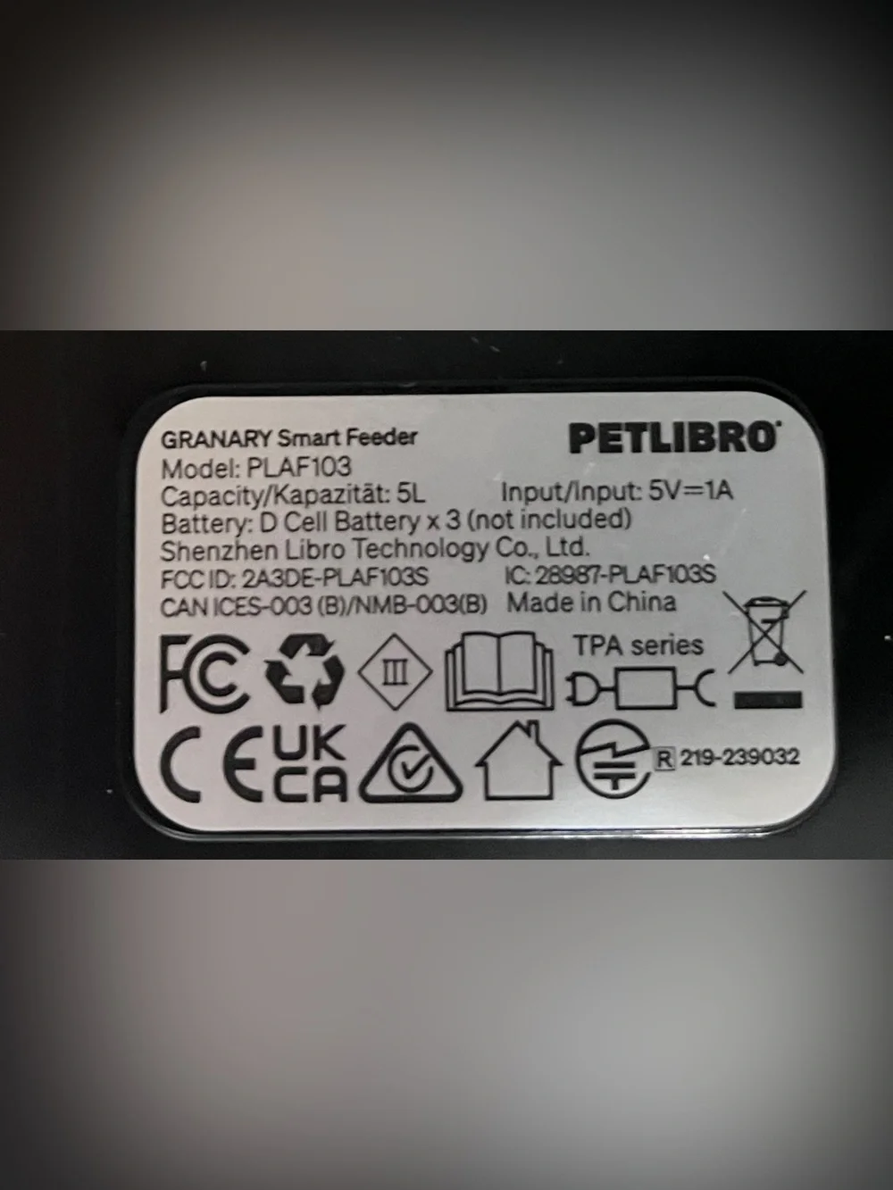 Petlibro Granary Smart Cat Feeder - 5L Black